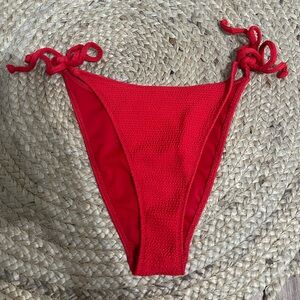 Pacsun red scrunch textured side tie high waisted bikini bottoms